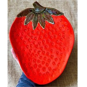 Vintage Handmade Strawberry Plate Dish Speckled Rockabilly Cottagecore Twee Fun